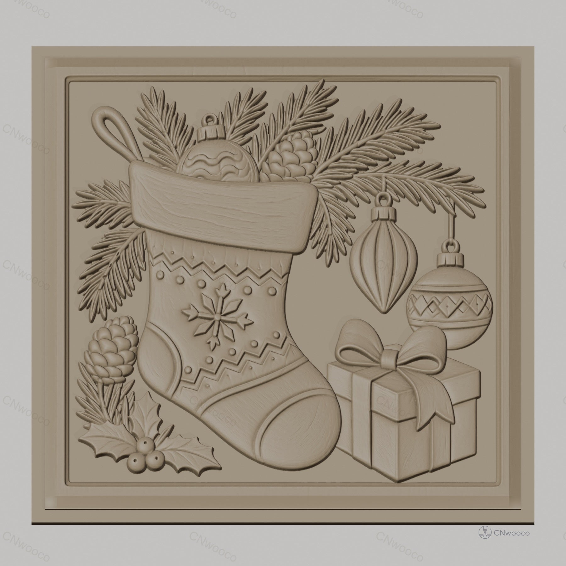 Fichier CNC & impression 3D Noël, chaussette de Noël, décorations, cadeau, haute qualité relief STL