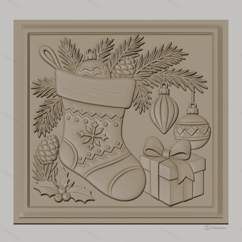 Fichier CNC & impression 3D Noël, chaussette de Noël, décorations, cadeau, haute qualité relief STL