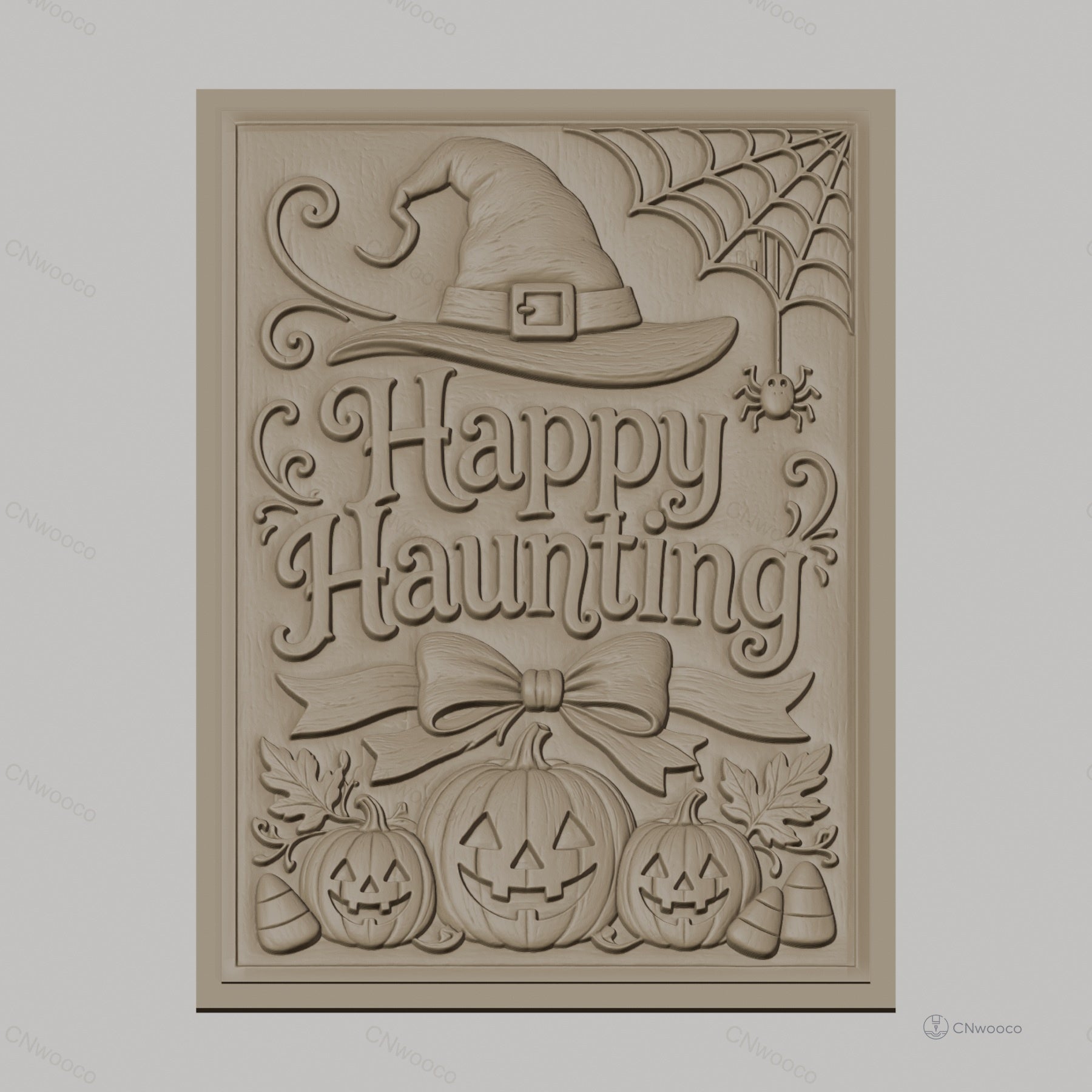 Fichier CNC & impression 3D Halloween, citrouilles, chapeau de sorcière, toile d'araignée, haute qualité relief STL