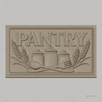 Fichier CNC & impression 3D panneau pantry, bocaux, couverts et épis de blé, haute qualité relief STL
