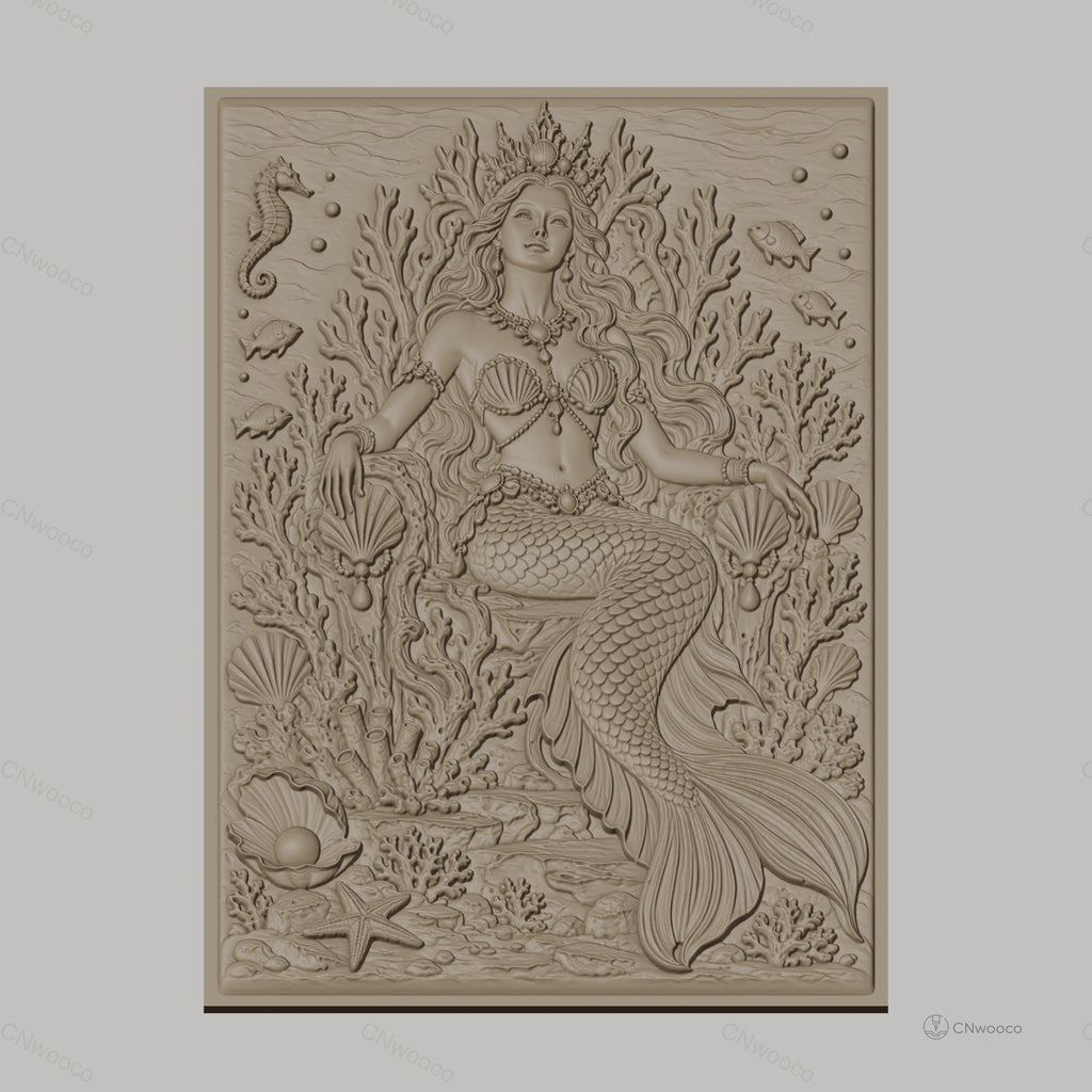 Fichier CNC & impression 3D sirène royale, corail, coquillages, poisson, hippocampe haute qualité relief STL