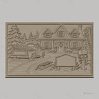 Fichier CNC & impression 3D maison de Noël, camion avec sapins, luge, boîte aux lettres, haute qualité relief STL
