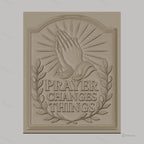 Fichier CNC & impression 3D message prière mains jointes et couronne de feuilles, haute qualité relief STL