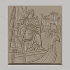 Fichier CNC & impression 3D exploration antique, bateau viking, port avec palais, haute qualité relief STL