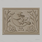 Fichier CNC & impression 3D Halloween, sorcière volante, citrouilles, chauves-souris, tombe, haute qualité relief STL