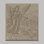 Fichier CNC & impression 3D ange avec ville ancienne, relief détaillé haute qualité relief STL