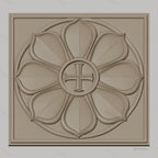 Fichier CNC & impression 3D rosace fleur avec croix, décoration sculptée haute qualité relief STL