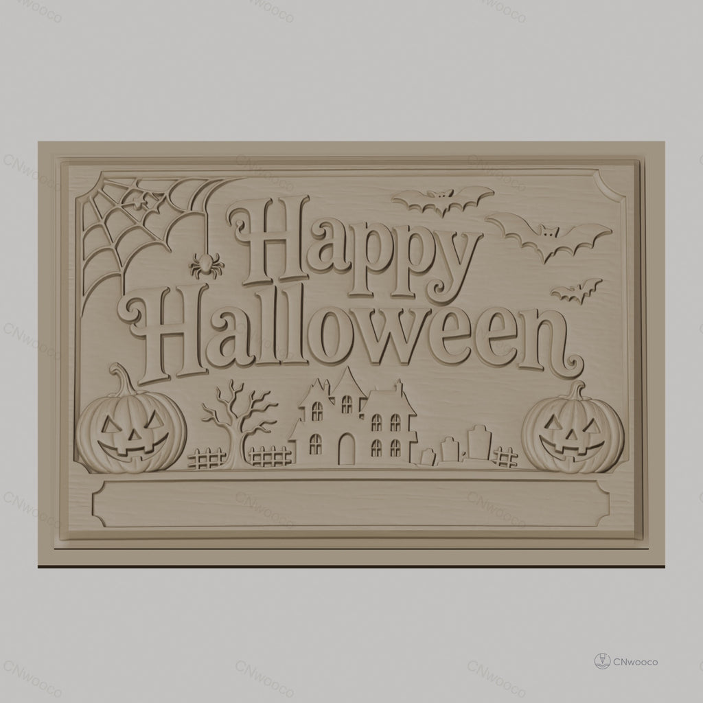 Fichier CNC & impression 3D Halloween, citrouilles, chauves-souris, maison hantée, toile d'araignée, haute qualité relief STL