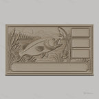 Fichier CNC & impression 3D poisson bass, canne à pêche, paysage lac haute qualité relief STL