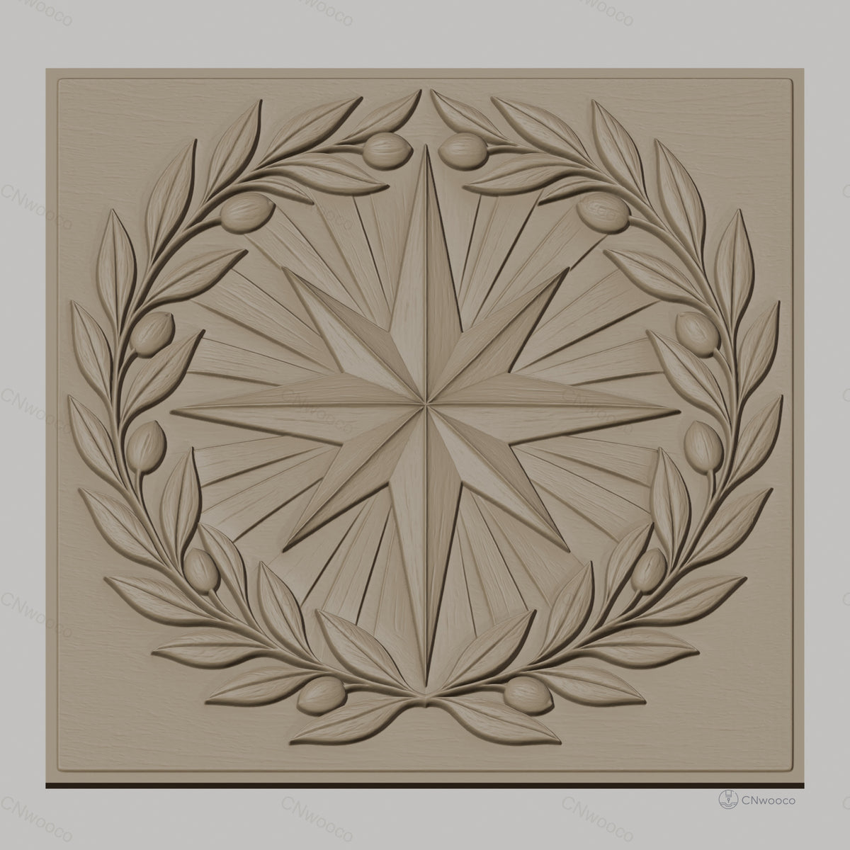 Fichier CNC & impression 3D boussole et couronne d'olivier, décoration murale relief bois haute qualité relief STL