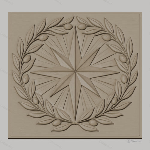 Fichier CNC & impression 3D boussole et couronne d'olivier, décoration murale relief bois haute qualité relief STL