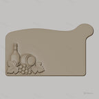 Fichier CNC plateau avec bouteille et raisins, bas-relief pour sculpture sur bois, STL