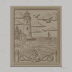 Fichier CNC & impression 3D scène marine, phare, bateau à voile, ancre, relief côtier haute qualité relief STL