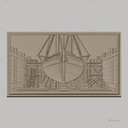 Fichier CNC & impression 3D chantier naval, bateau en cale sèche, échafaudages, haute qualité relief STL