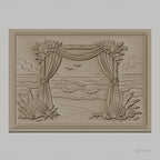 Fichier CNC & impression 3D scène plage, rideaux, coquillages, vague haute qualité relief STL