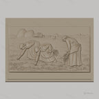 Fichier CNC & impression 3D scène de moisson, femmes travaillant dans un champ, haute qualité relief STL