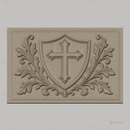 Fichier CNC & impression 3D écusson avec croix et ornements floraux, haute qualité relief STL