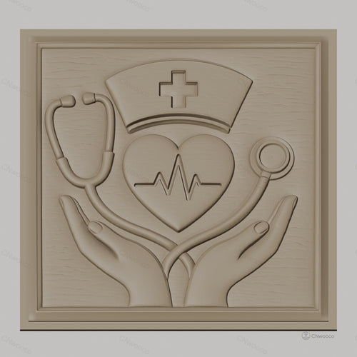Fichier CNC & impression 3D Hemodialyse santé infirmière stéthoscope coeur infirmière haute qualité relief STL