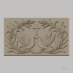 Fichier CNC & impression 3D motif religieux, colombes, croix et fleurs, haute qualité relief STL