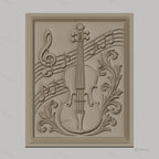 Fichier CNC & impression 3D musique violon notes ornement, haute qualité relief STL