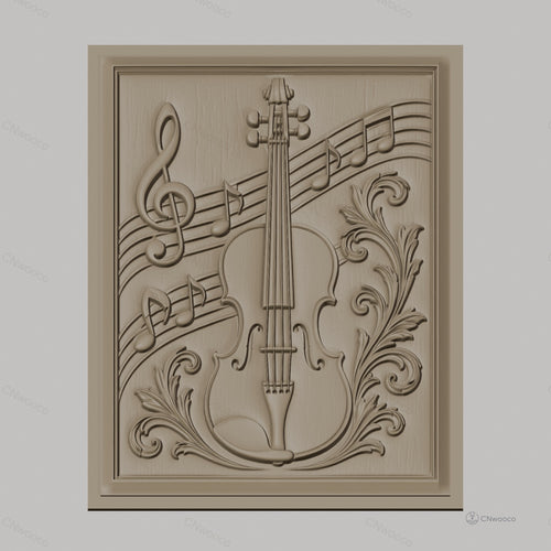 Fichier CNC & impression 3D musique violon notes ornement, haute qualité relief STL
