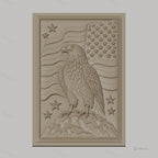 Fichier CNC & impression 3D aigle américain avec drapeau et étoiles, haute qualité relief STL