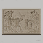 Fichier CNC & impression 3D dragons et ponts gothiques, ruines médiévales et montagnes, haute qualité relief STL