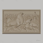 Fichier CNC & impression 3D phoques sur rochers avec phare et bouées haute qualité relief STL