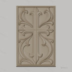 Fichier CNC & impression 3D croix décorative, motifs floraux sculptés, haute qualité relief STL