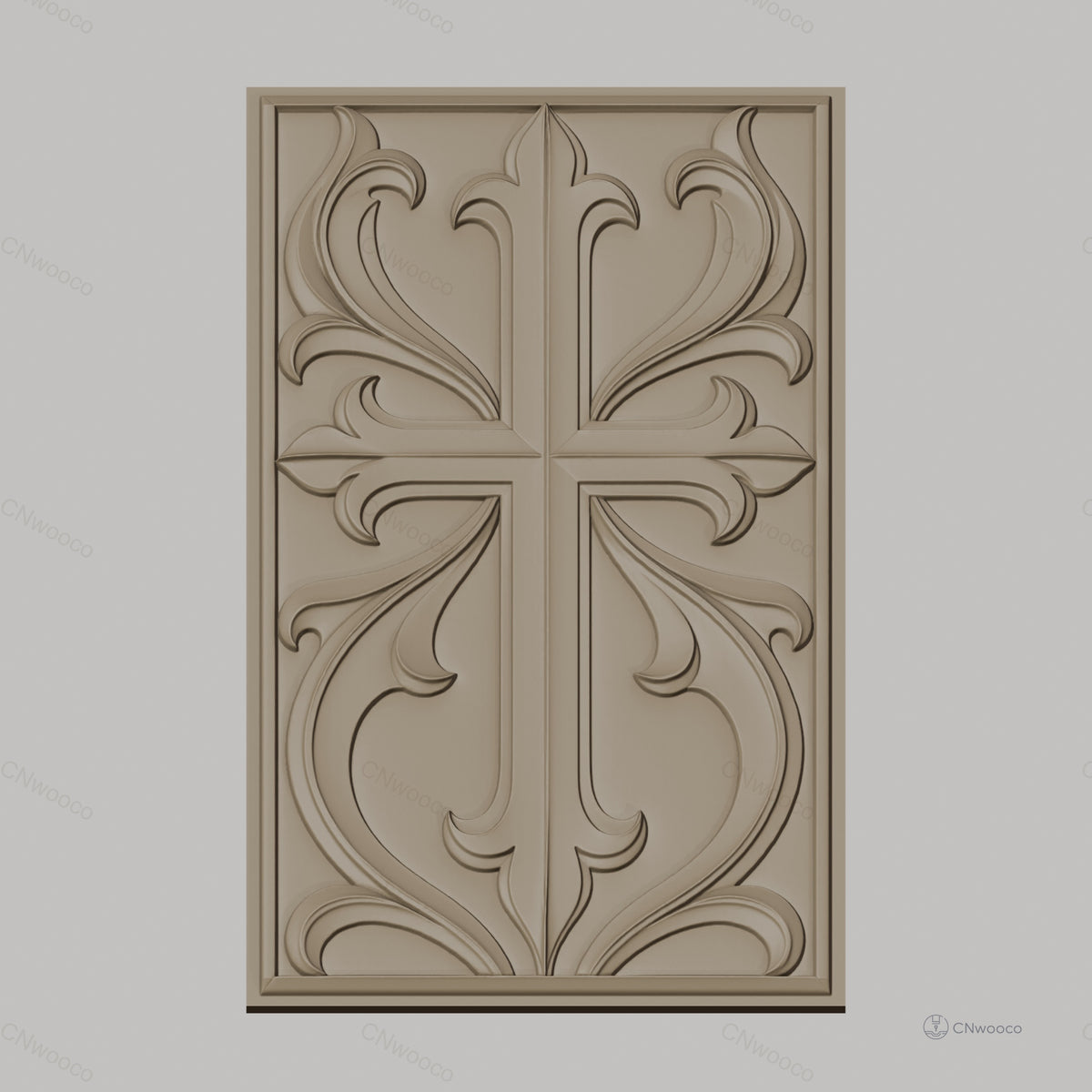 Fichier CNC & impression 3D croix décorative, motifs floraux sculptés, haute qualité relief STL