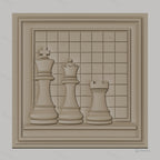 Fichier CNC & impression 3D échecs, pièces roi reine tour sur échiquier, haute qualité relief STL
