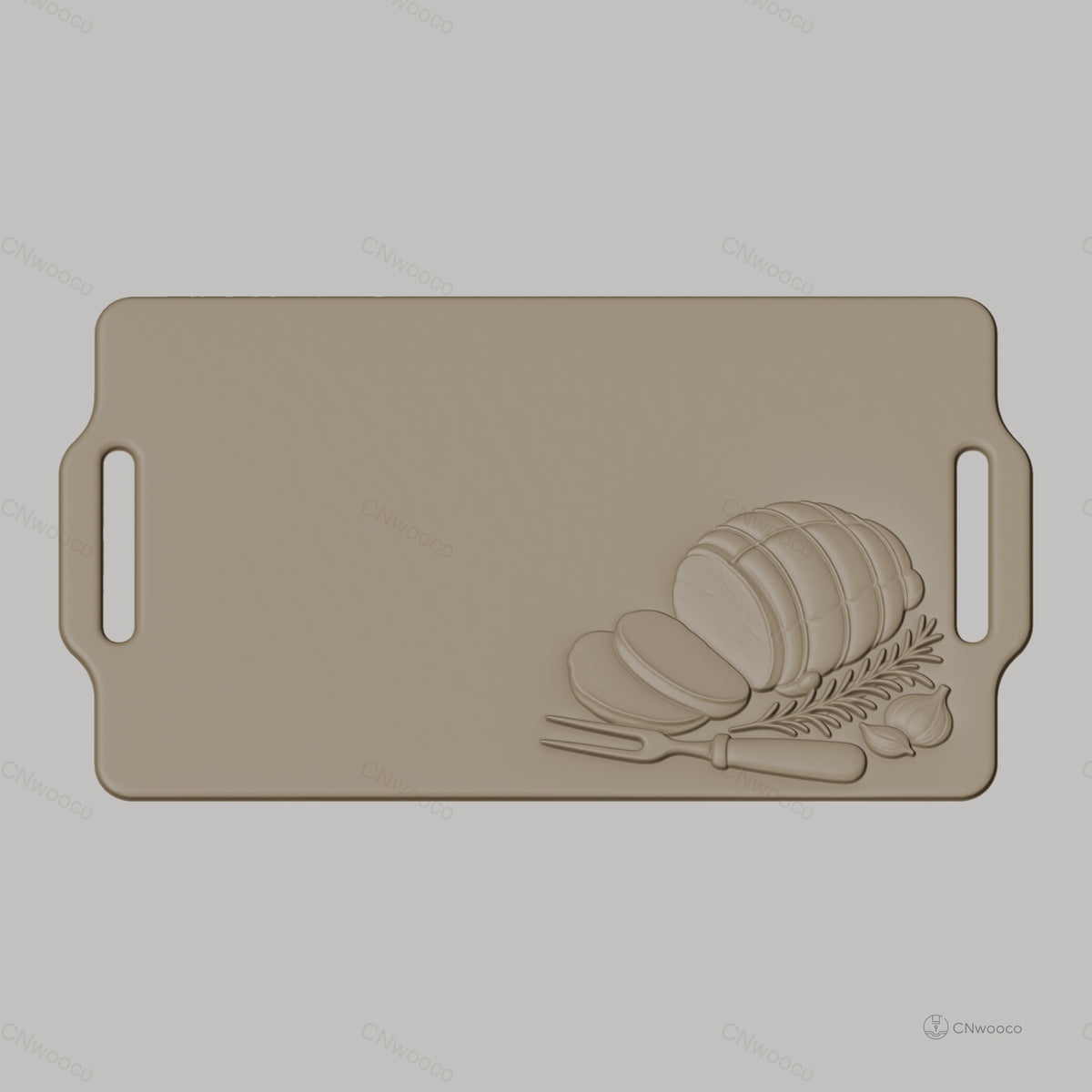 Fichier CNC planche à découper jambon et herbes, bas-relief pour sculpture sur bois, STL