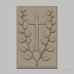 Fichier CNC & impression 3D Croix chrétienne et feuilles, haute qualité relief STL
