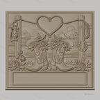 Fichier CNC & impression 3D thème western, bottes, chapeaux, roses, coeur en corde, haute qualité relief STL