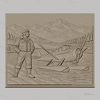 Fichier CNC & impression 3D pilote d'avion et hydravion sur lac montagnard, haute qualité relief STL
