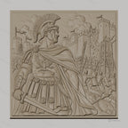 Fichier CNC & impression 3D empereur romain, bataille de siège avec soldats et catapultes, haute qualité relief STL