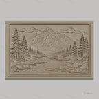 Fichier CNC & impression 3D paysage montagne rivière sapins haute qualité relief STL