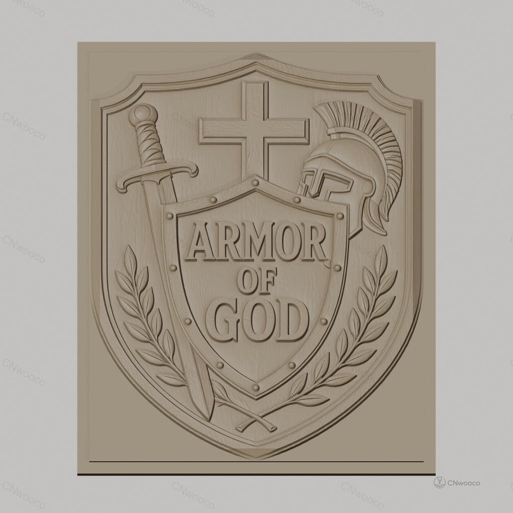 Fichier CNC & impression 3D armure de Dieu, bouclier, épée, casque, croix, haute qualité relief STL