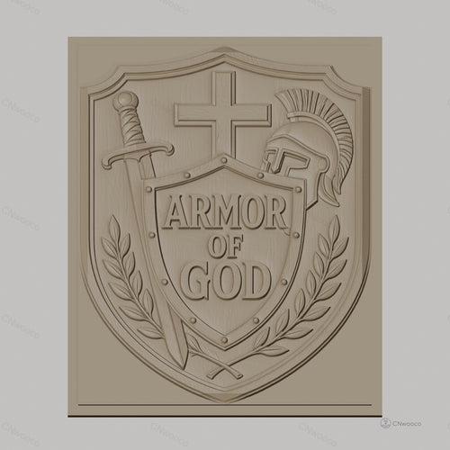 Fichier CNC & impression 3D armure de Dieu, bouclier, épée, casque, croix, haute qualité relief STL