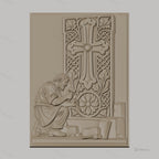 Fichier CNC & impression 3D artisan tailleur de pierre, croix sculptée et motifs floraux, haute qualité relief STL
