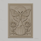 Fichier CNC & impression 3D papillon de nuit, lune, citrouille et roses, haute qualité relief STL