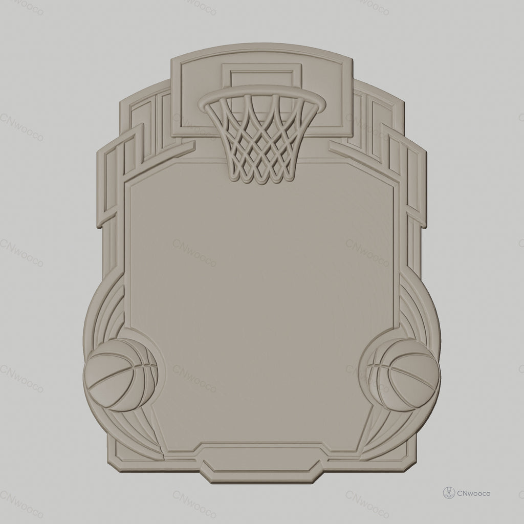 Fichier CNC & impression 3D enseigne basketball, panneau décoratif avec ballon et panier, STL très haute qualité