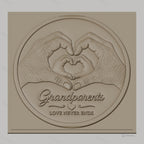 Fichier CNC & impression 3D Grandparents, mains formant coeur, texte love never ends, haute qualité relief STL