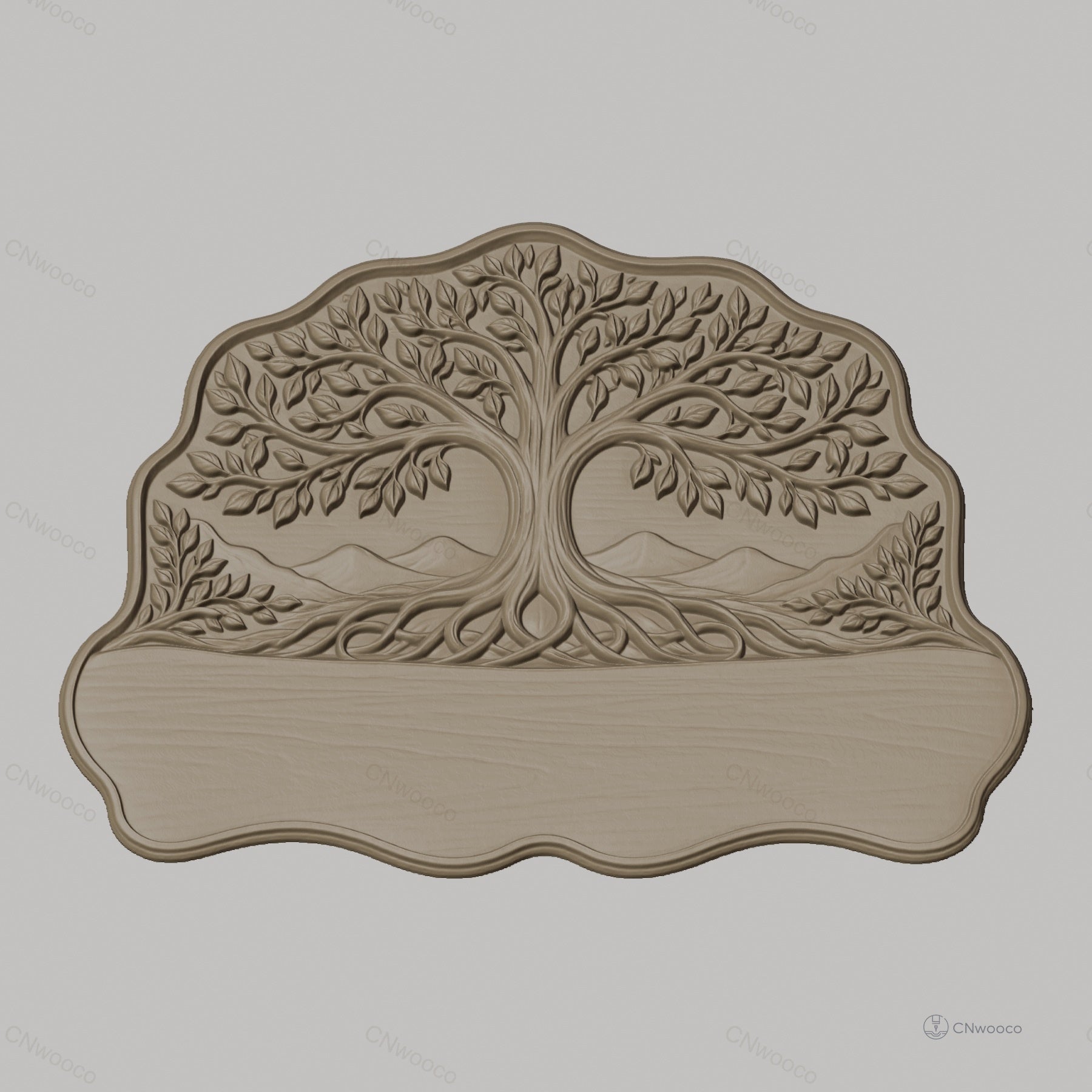 Fichier CNC porte-clés mural enseigne décorative arbre de vie, nature, branches et feuilles, STL très haute qualité