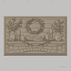 Fichier CNC & impression 3D décoration cheminée avec couronne et bougies, haute qualité relief STL