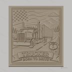 Fichier CNC & impression 3D camion routier, drapeau américain, montagne, route USA haute qualité relief STL