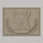 Fichier CNC & impression 3D chien Corgi visage, feuilles décoratives, haute qualité relief STL