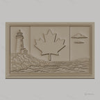 Fichier CNC & impression 3D drapeau Canada, phare, mer, feuilles d'érable, haute qualité relief STL