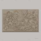 Fichier CNC & impression 3D scène antique avec guerriers, chevaux et roi drapé, haute qualité relief STL