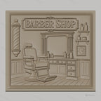 Fichier CNC & impression 3D salon de coiffure, fauteuil barbier, miroir, enseigne Barber Shop haute qualité relief STL